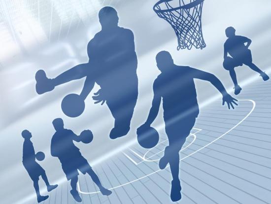 Banner Silhouetten von Basketballspielern als Textilbanner oder PVC-Banner