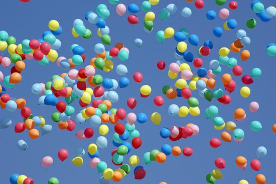 Banner bunte Luftballons als Textilbanner oder PVC-Banner z.B. für Kindergeburtstage