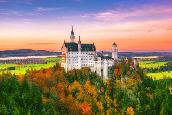 Banner Schloss Neuschwanstein im Herbst als Textilbanner oder PVC-Banner