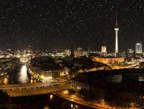 Banner Berlin am Abend im Winter als Textilbanner oder PVC-Banner für z.B. Schaufenster, Weihnachtsfeiern etc.