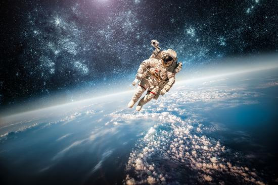 Banner Astronaut im Weltraum als Textilbanner oder PVC-Banner