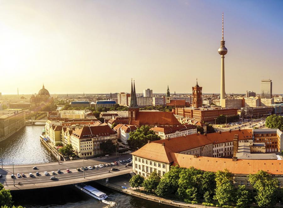 Banner Panorama von Berlin mit Fernsehturm als Textilbanner oder PVC-Banner