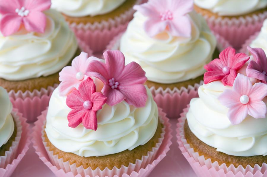 Banner weiße Cupcakes mit pinker Verzierung als Textilbanner oder PVC-Banner