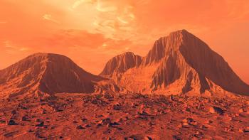 Banner Berglandschaft auf dem Mars als Textilbanner oder PVC-Banner