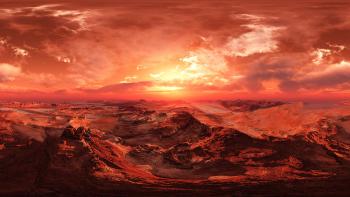 Banner rote Berge auf dem Mars als Textilbanner oder PVC-Banner