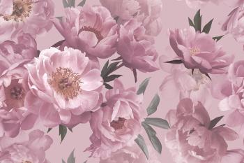 Banner florales Motiv mit Pfingstrosen z.B. als Fotobox-Hintergrund für Hochzeiten