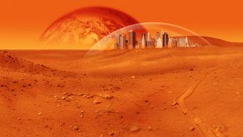 Banner eine futuristische Station aus dem Mars als Textilbanner oder PVC-Banner